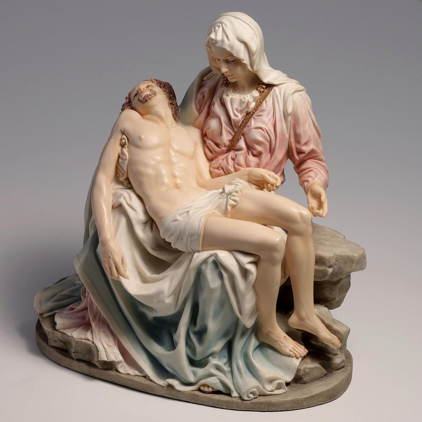 Regine Switzerland Pieta & Michelangelo Decorative Figurine - Elegant 10.63 Inch Design in Pink & Blue