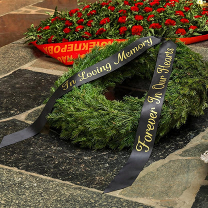 Norme Memorial Funeral Sash - 2 Pcs 63x3.8'' Satin Ribbon in Black for Casket Wreaths & Celebrations