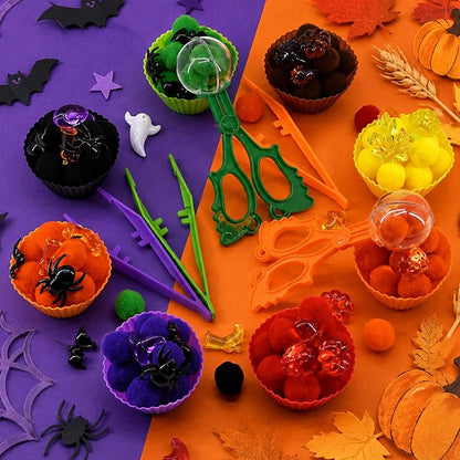 Fall Halloween 302-Piece Sensory Bin Set for Sorting & Counting – Includes Pumpkins, Ghosts, Leaves
