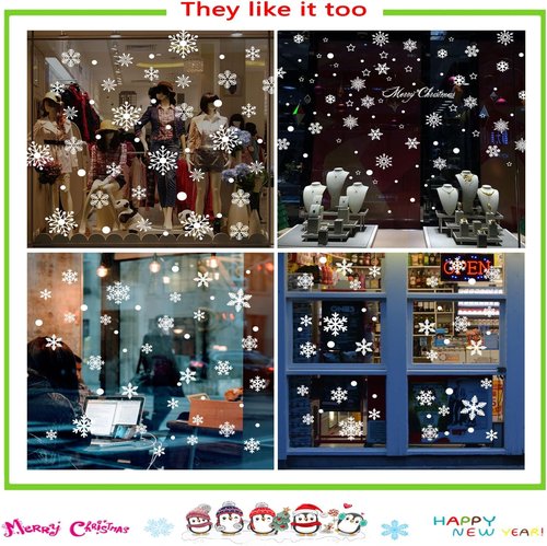 Afmivs Christmas Window Clings - 321PCS Snowflake Stickers for Holiday Decor | 9 Sheets for Indoor Use