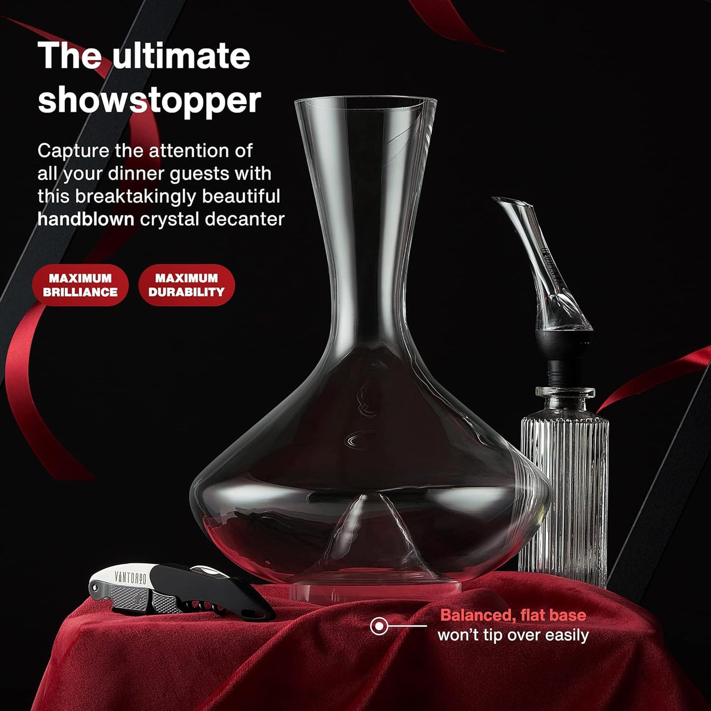 Wine Aerator Pourer and Citadel Wine Decanter Bundle by Vintorio