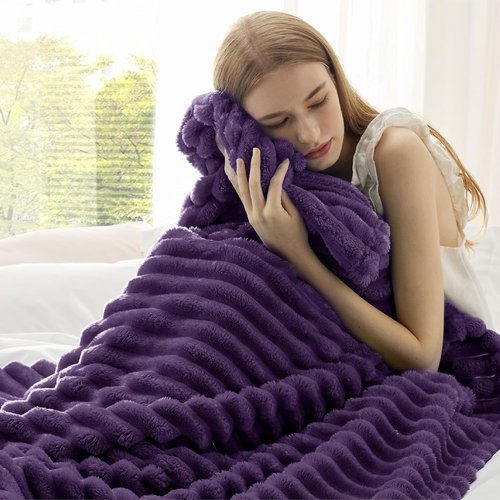 Bedsure GentleSoft Fleece Blanket - Cozy Purple Throw for Couch, Perfect Size 50x60 Inches
