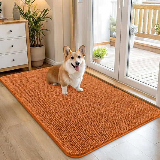 OLANLY Dog Door Mat - Absorbent Non-Slip Mud Mat for Indoor Use | 45x27 Inches, Quick Dry Chenille, Clay