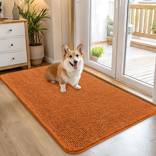 OLANLY Dog Door Mat for Muddy Paws 45x27, Absorbs Moisture and Dirt, Absorbent Non-Slip Washable Doormat, Quick Dry Chenille Mud Mat for Dogs, Entry Indoor Entryway Carpet for Inside Floor, Clay