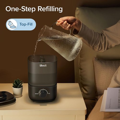 LEVOIT Classic 160 Top-Fill Ultrasonic Cool Mist Humidifier,Super Easy to Fill & Clean,Quiet Operation for Bedroom Home & Plants,Auto Shut-off for Safety,360° Rotating Nozzle,2.5L,Black,(Pack of 8)