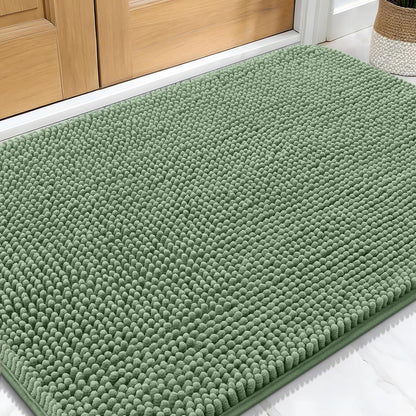 OLANLY Dog Door Mat - Absorbent Non-Slip Muddy Paws Mat | Quick Dry Chenille 32x20, Olive Green