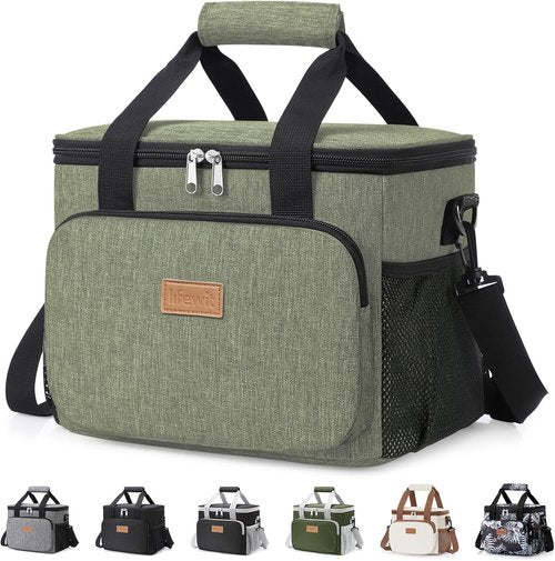 Lifewit Insulated Lunch Bag - Soft Cooler Tote for Adults | Dark Green, 12-Can Capacity (9L)