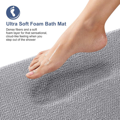 OLANLY Thick Memory Foam Bath Mat Rug - Extra Soft, Non-Slip, Quick Dry | 30x20 Grey Bathroom Accessory