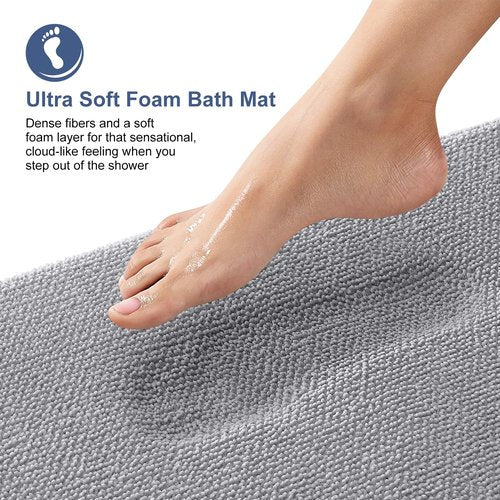 OLANLY Bathroom Rugs Sets 2 Piece, Soft Absorbent Memory Foam Bath Mats and U-Shaped Toilet Rug Set, Machine Washable Bath Mats for Bathroom, Home Decor Accessories (30"x20"+24"x20", Grey)