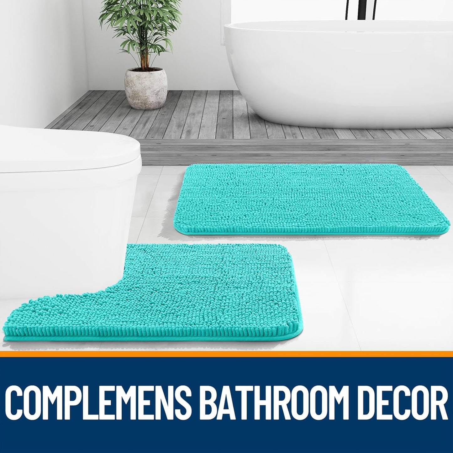 OLANLY Bathroom Runner Rugs - Extra Soft Absorbent Chenille | Quick Dry, Machine Washable, 47x20, Teal
