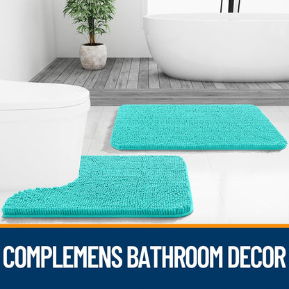 OLANLY Bathroom Runner Rugs - Extra Soft Absorbent Chenille | Quick Dry, Machine Washable, 47x20, Teal