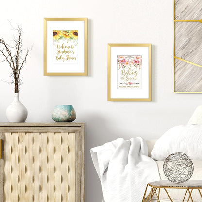 Upsimples 9x12 Picture Frame - Elegant Gold Design for 6x8 Photos with Mat or 9x12 Without | Wall Hanging Display