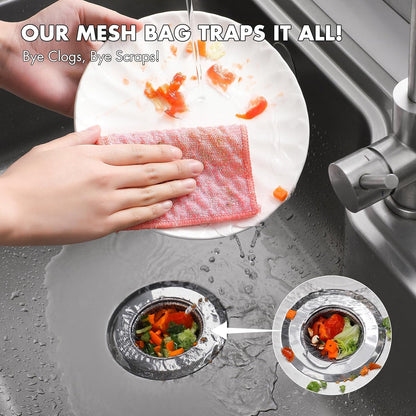 Skiennix Kitchen Sink Strainer Mesh Bags - 200 Pack Anti-Clogging Disposable Drain Covers | Fits Most Strainers (4.0 x 4.0 Inch)