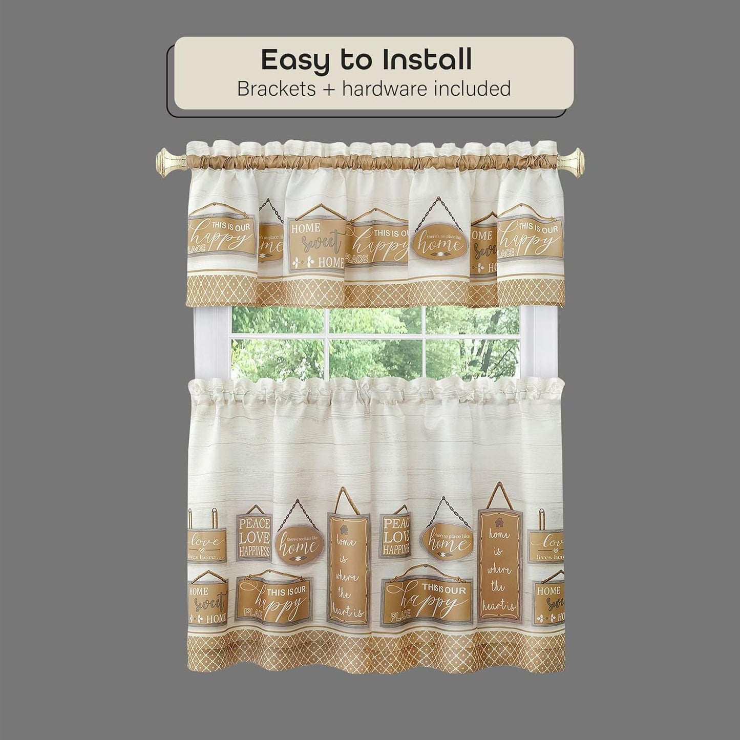 Achim Home Decor Buono II Decorative Window Curtain Rods - Lightweight, Easy To Install, 48-86 Inches