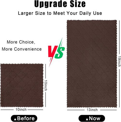 Homaxy Dish Towels - Super Soft & Absorbent Coral Velvet Cloths | 12 Pack (13 x 19 Inches, Brown)