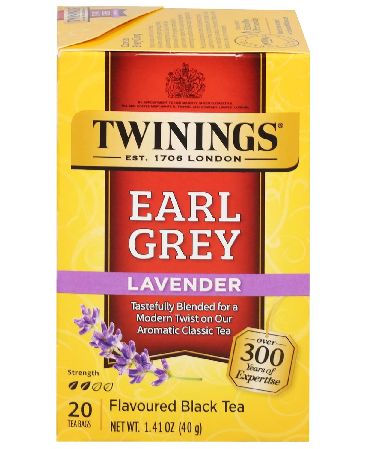 Twinings Earl Grey Lavender Black Tea - Citrus & Bergamot Flavor, 20 Individually Wrapped Bags