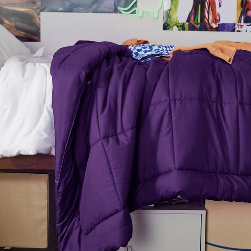 Bedsure Comforter Duvet Insert - All-Season Twin XL Quilted Down Alternative Blanket, GentleSoft, Purple 92 x 68 Inches