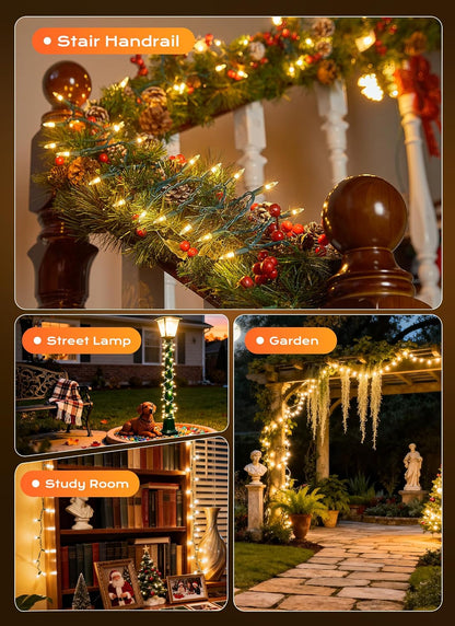 Minetom LED Christmas String Lights - 50 Count, 16 Feet - Clear White Bulbs for Indoor/Outdoor Decor