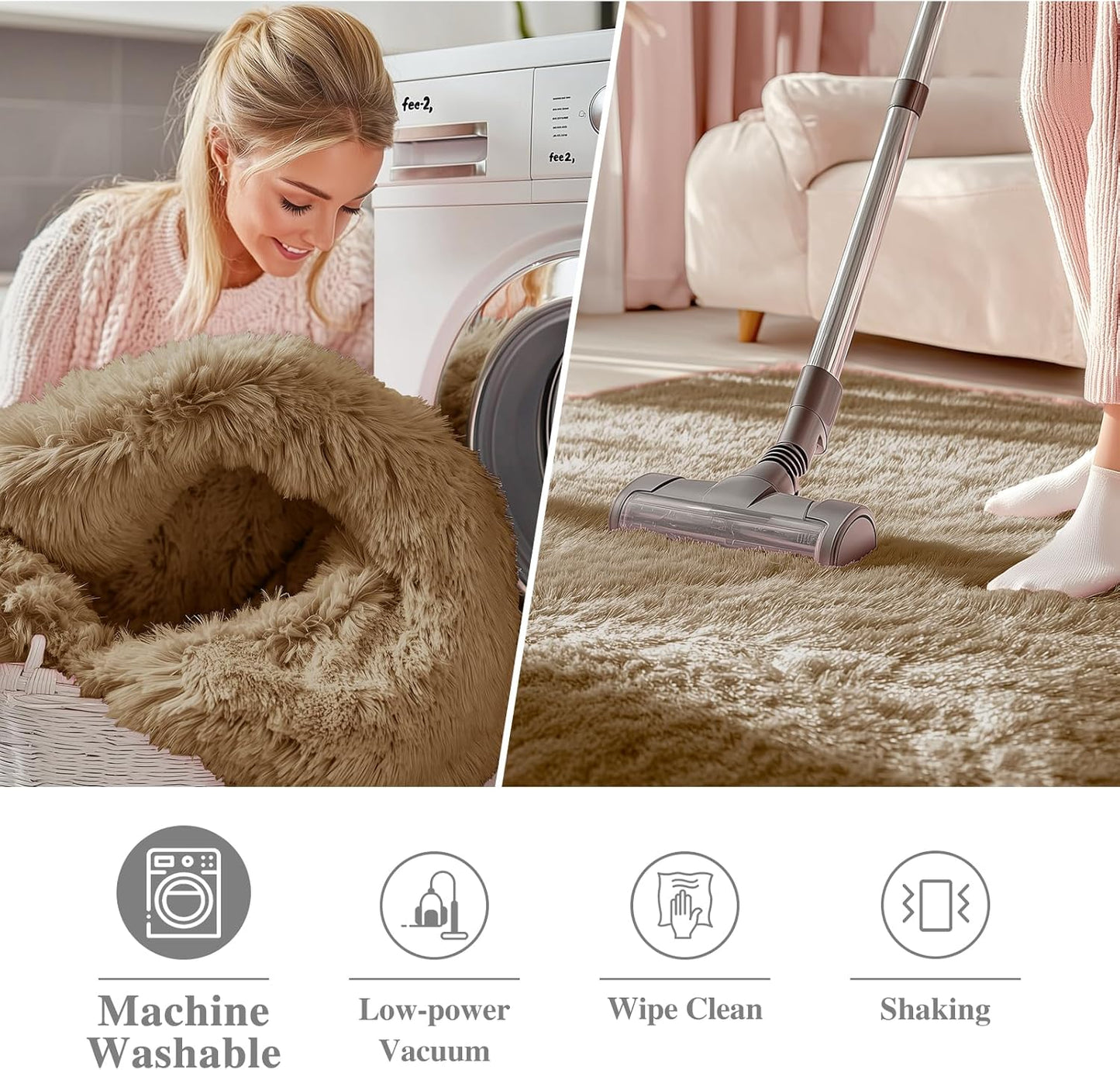OLANLY Taupe Round Area Rug - Soft, Machine Washable 3 ft Circle Carpet for Bedroom & Living Room Decor