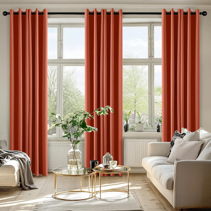 MIULEE Burnt Orange Blackout Curtains for Bedroom Living Room 84 Inches Long 2 Panels, Thermal Insulated Room Darkening Drapes Solid Grommet Top Noise Reduction Terracotta Rust Fall Window Treatments