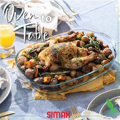 Simax Casserole Dish - 8 Quart Borosilicate Glass Baking Dish With High Lid | Oven, Microwave & Dishwasher Safe