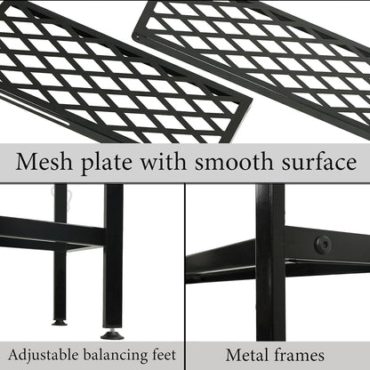 Skiennix Expandable Shoe Rack - 2-Tier Metal Organizer for 12-18 Pairs | Black, 45.6 Inches
