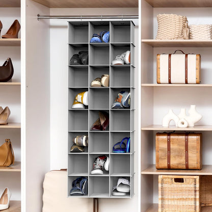 Simple Houseware 24-Section Hanging Shoe Organizer - Gray Closet Storage Solution