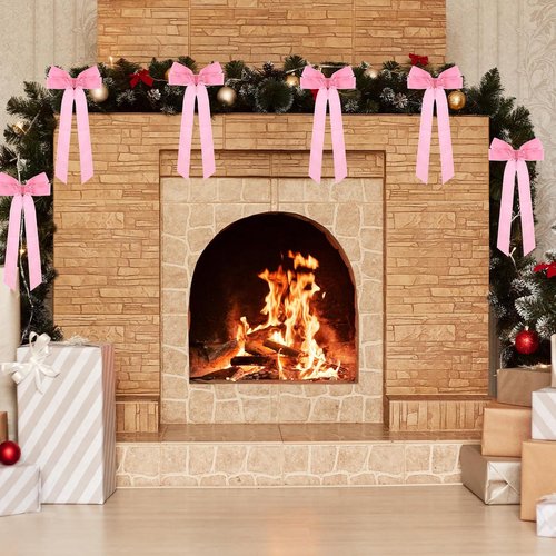 CIATBYYJ Pink Velvet Ribbon Bows - 12Pcs Elegant Cake & Champagne Glass Decorations | Perfect for Parties, Weddings & Birthdays