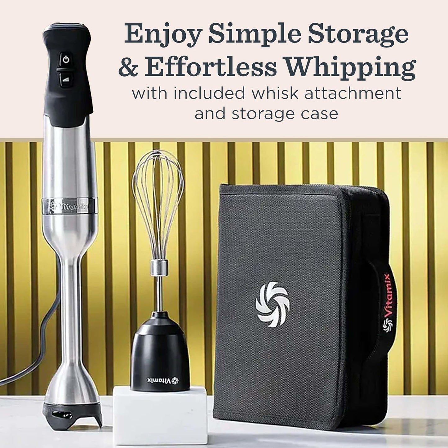 Vitamix Immersion Blender - 5-Speed Professional Hand Blender with Whisk Attachment & Storage Case | Stainless Steel/Black