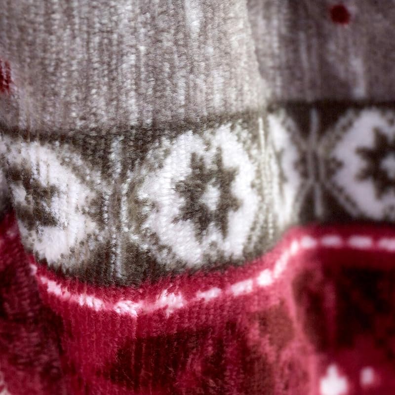 Winter Nordic Reindeer Throw Blanket - Burgundy 51"×67" Fleece, Queen