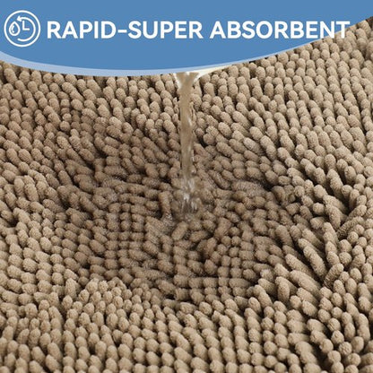 Bcoimo 24x17 Chenille Bath Mat – Non-Slip with Backing Bath Rug Ultra-Absorbent and Machine Washable Bathroom Mat Quick-Dry Design. Ideal for Bathroom Shower and Tub Areas
