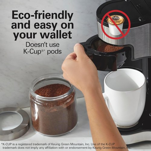 Hamilton Beach 2-Way Programmable Coffee Maker - 12 Cup Glass Carafe & Single Serve, Black/Silver