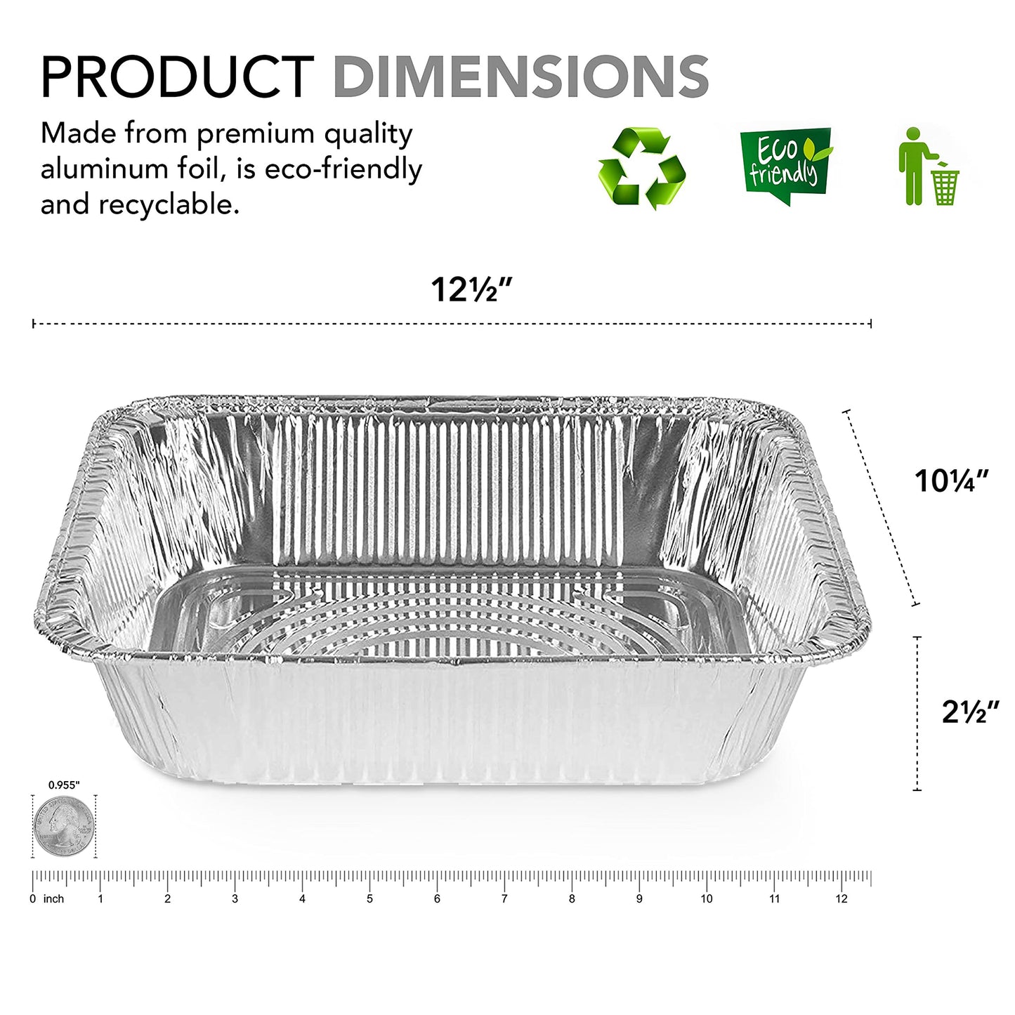 Aluminum Pans 9x13 Disposable Foil (30 Pack) - Half Size Steam Table Deep Pans - Tin Pans Great for Cooking, Heating, Storing, Prepping Food