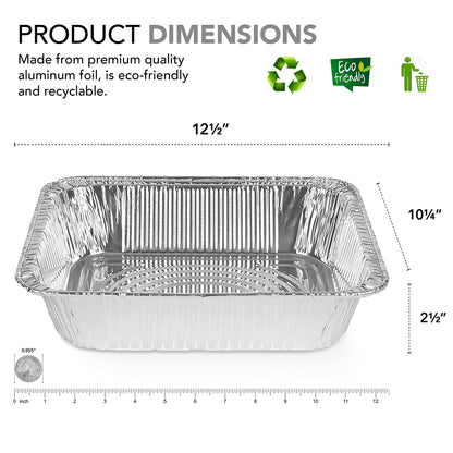 Aluminum Pans 9x13 Disposable Foil (30 Pack) - Half Size Steam Table Deep Pans - Tin Pans Great for Cooking, Heating, Storing, Prepping Food