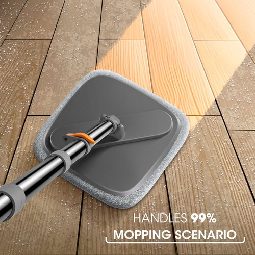 BOMIDI Spin Mop and Bucket System, Includes Dual Compartment Mop Bucket with Thick Washable Microfiber Pads for Home Cleaning (Mop Set with 4 Pads)