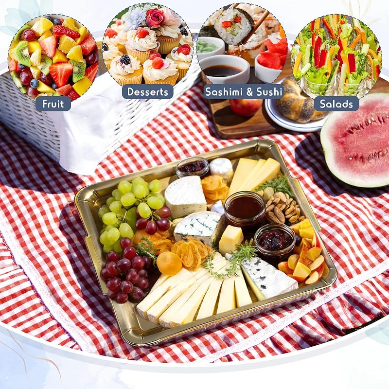 4-Set Chilled Serving Tray for Christmas Parties - 11.81" Gold (Variation: Gold+4+11.81")