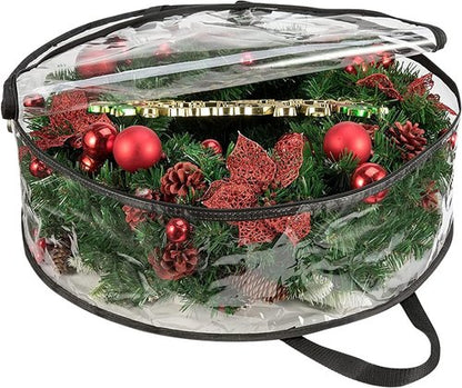 Clear Wreath Storage Bag by [Brand Name] - Heavy Duty PVC Protector for 24x8 Inch Christmas Wreaths | Includes Handle