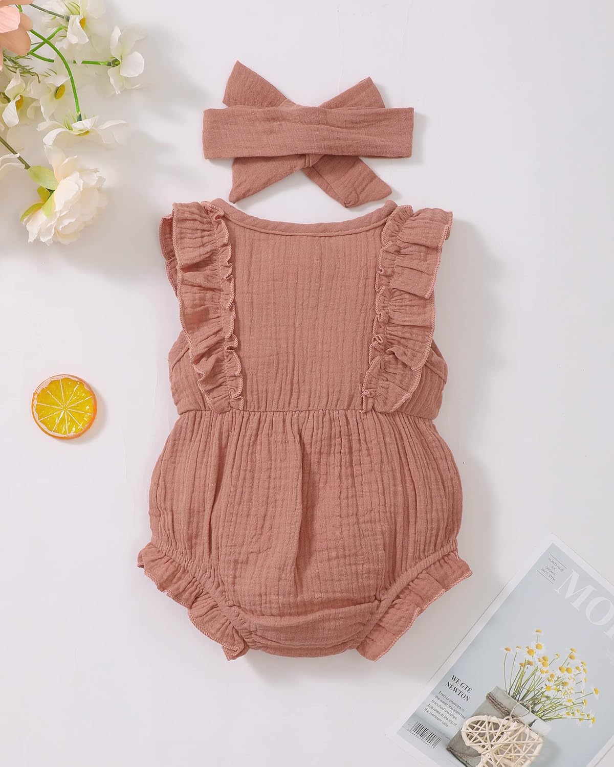 Renotemy Newborn Baby Girl Romper - Summer Short Sleeve Jumpsuit in Cute Designs