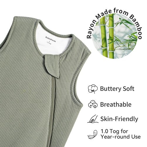 BubblePanda Bamboo Sleep Sack - Supersoft 1.0 Tog Toddler Blanket | Unisex 24-36 Months with 2-Way Zipper