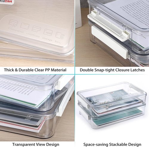 BTSKY Plastic Storage Containers - 2 Pack with Lids for A4 Files & Art Supplies | Stackable, Portable, White