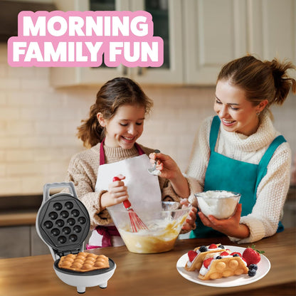 Skiennix Bubble Mini Waffle Maker - Fun Tiny Hong Kong Egg Design, 4" Non-Stick Electric Waffler | Perfect for Desserts and Dorms
