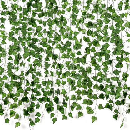 Skiennix Fake Vines - Aesthetic Artificial Ivy Leaves for Home Decor | 12 Pack, 84 Feet