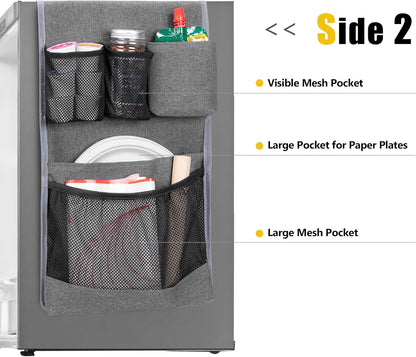 Rexmica Mini Fridge Organizer - 14 Pocket Dust Cover Storage Bag for Home, Office & Dorm | Gray