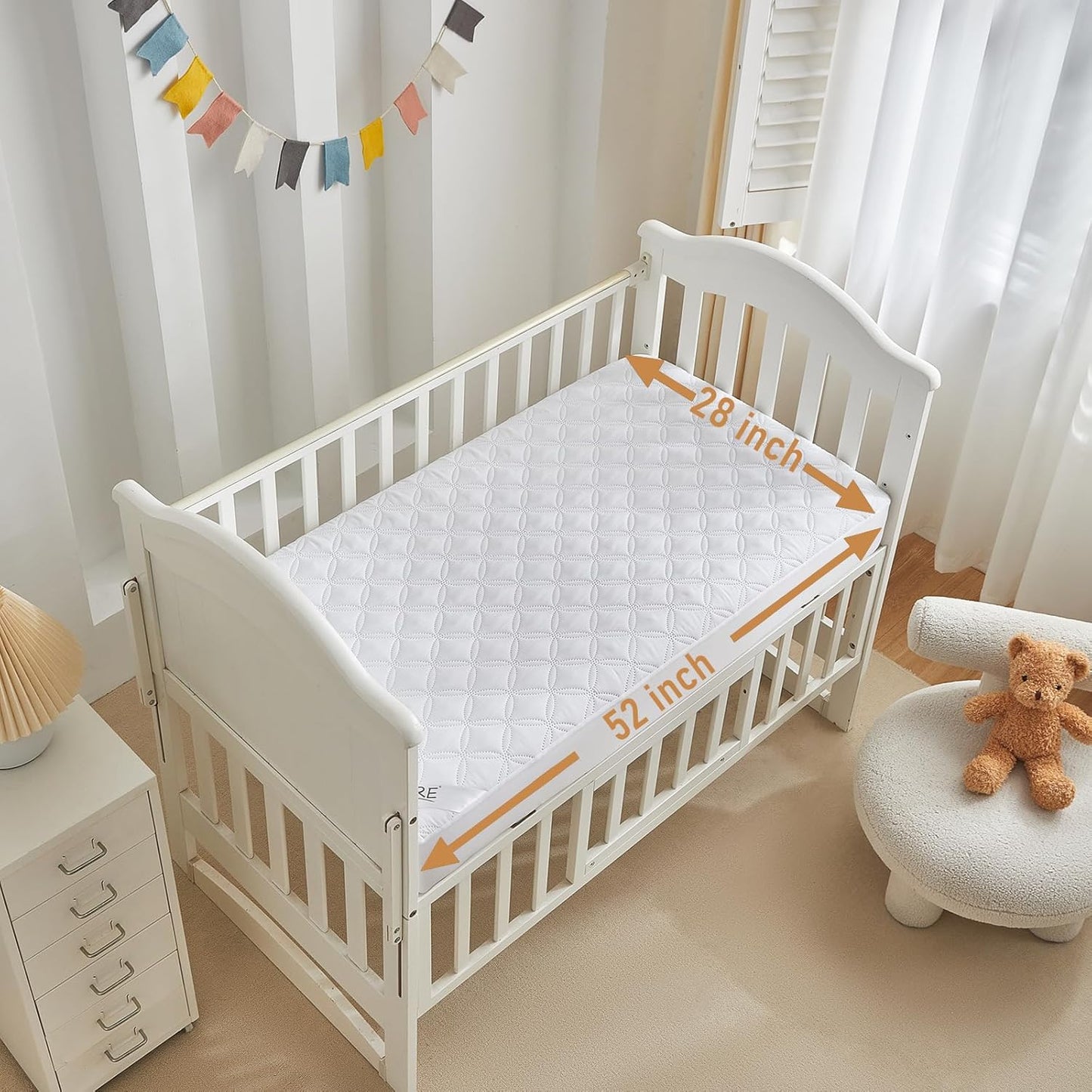 BEDLORE Waterproof Mattress Protector - Soft, Noiseless, Machine Washable Cover for Crib | 2 Pack (52''x28'')