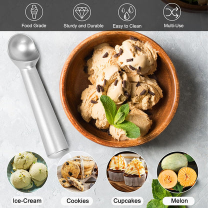 Skiennix 7-Inch Ice Cream Scoop - Nonstick Aluminum Professional Spoon - Durable & Easy to Clean - Silver