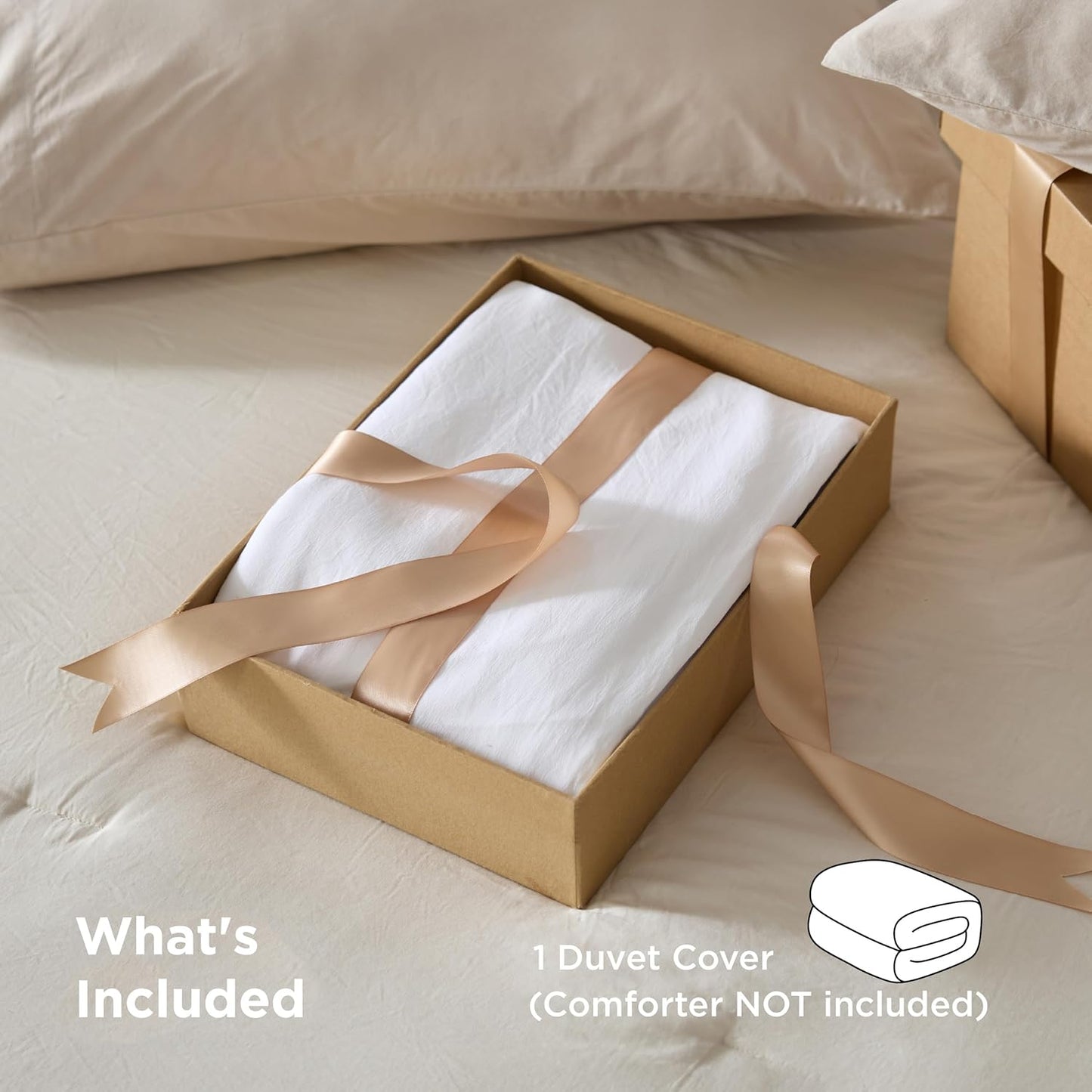 Bedsure Duvet Cover - Extra Soft Prewashed Cotton-Like Polyester, King Size 104x90 Inches, White