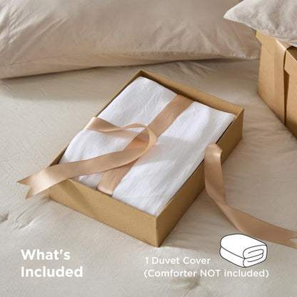 Bedsure Oversized King Duvet Cover Only - Prewashed Cotton-Like Polyester Extra Soft All Season Bedding, Includes 1 Duvet Cover 120x98 Inches with Zipper Closure, White, Comforter Not Included