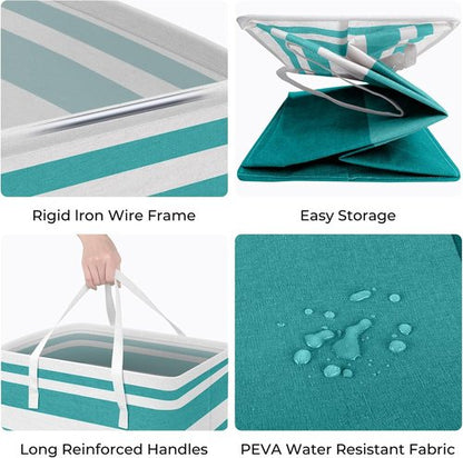 HomeHacks Large Waterproof Laundry Basket - Collapsible Tall Hamper with Extended Handles | 100L Green