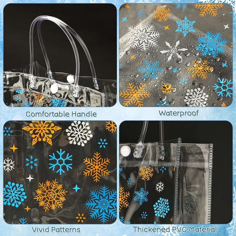 Snowflake 28 Pcs Clear Gift Bags with Handles - PVC Winter Gift Bags (Variation: Snowflake)