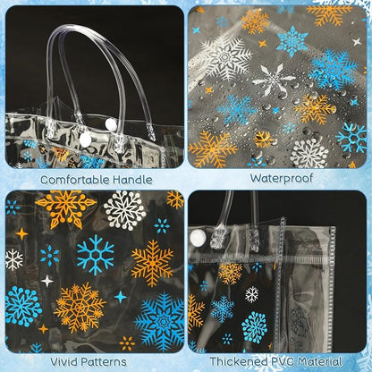 Snowflake 28 Pcs Clear Gift Bags with Handles - PVC Winter Gift Bags (Variation: Snowflake)